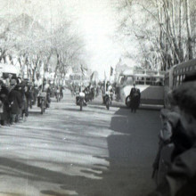 Первомайский парад в Томске. Мотоциклисты. 1957 г.