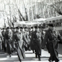 Первомайский парад в Томске. Военные. 1957 г.
