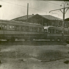 Трамвай на перекрестке улицы Розы Люксембург и переулка Островского, г. Томск, 1953 г.
